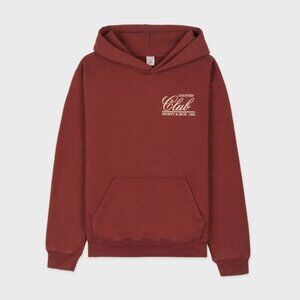 Sporty & Rich 94 Country Club Hoodie Maroon/Cream Brown sweatshirt s small